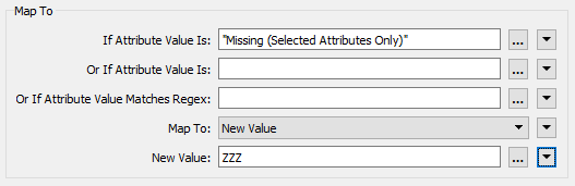 Mapping missing attribute values to a new value of ZZZ
